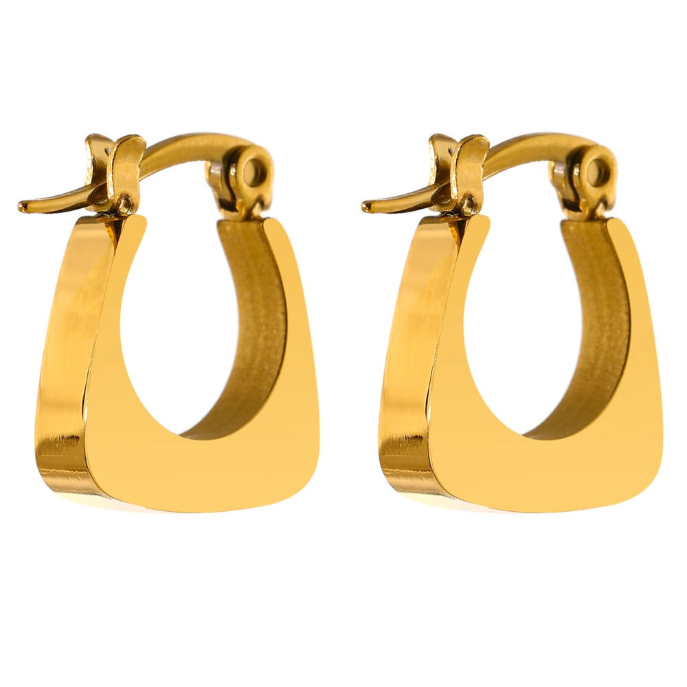 Yhpup 316L Stainless Steel Jewelry Fashion Square Geometric Hoop Earrings Charm Metal 18 K Women Earrings Bijoux Femme New Gold Santorini Joias