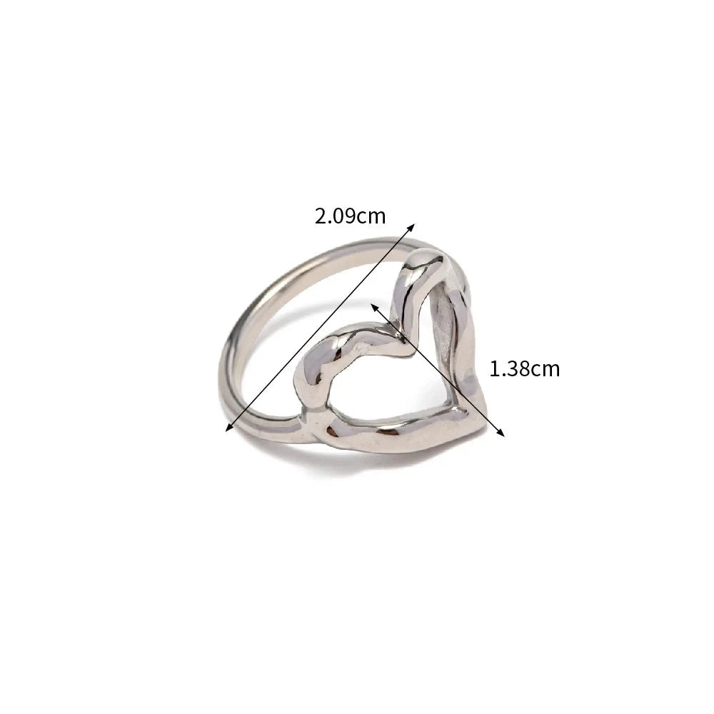 Youthway Stainless Steel Metal Textured Heart Ring 18K Gold Stylish Vintage Jewelry for Women Gala Gift 2022 NEW JDR202335-7-S Santorini Joias