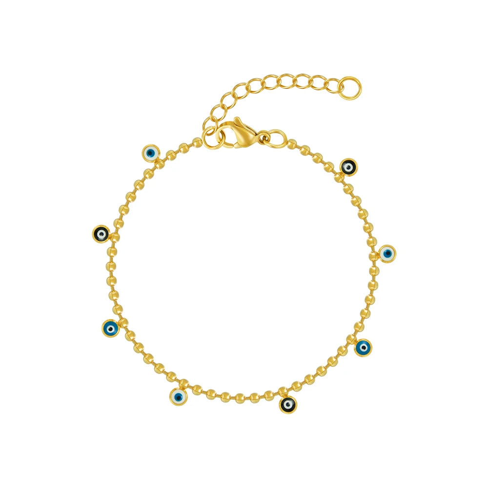 ENFASHION Pulseras MINI Bead Drop Glue Bracelet For Women Fashion Gold Color Jewelry Elegant Friends Graduation Simple B222305 Gold color Santorini Joias