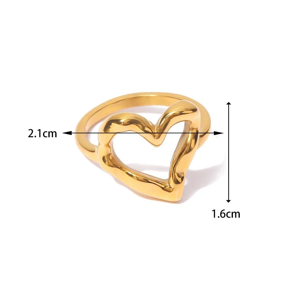Youthway Stainless Steel Metal Textured Heart Ring 18K Gold Stylish Vintage Jewelry for Women Gala Gift 2022 NEW JDR202335 Santorini Joias
