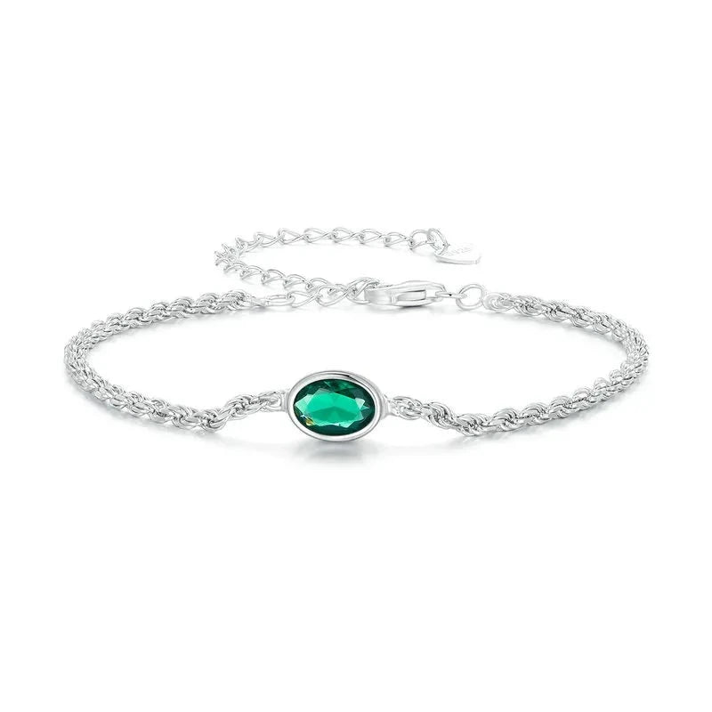 Bamoer 925 Sterling Silver Luxurious Green Zircon Chopin Bracelet for Women Birthday Anniversay Fine Jewelry Gift BSB116 Default Title Santorini Joias