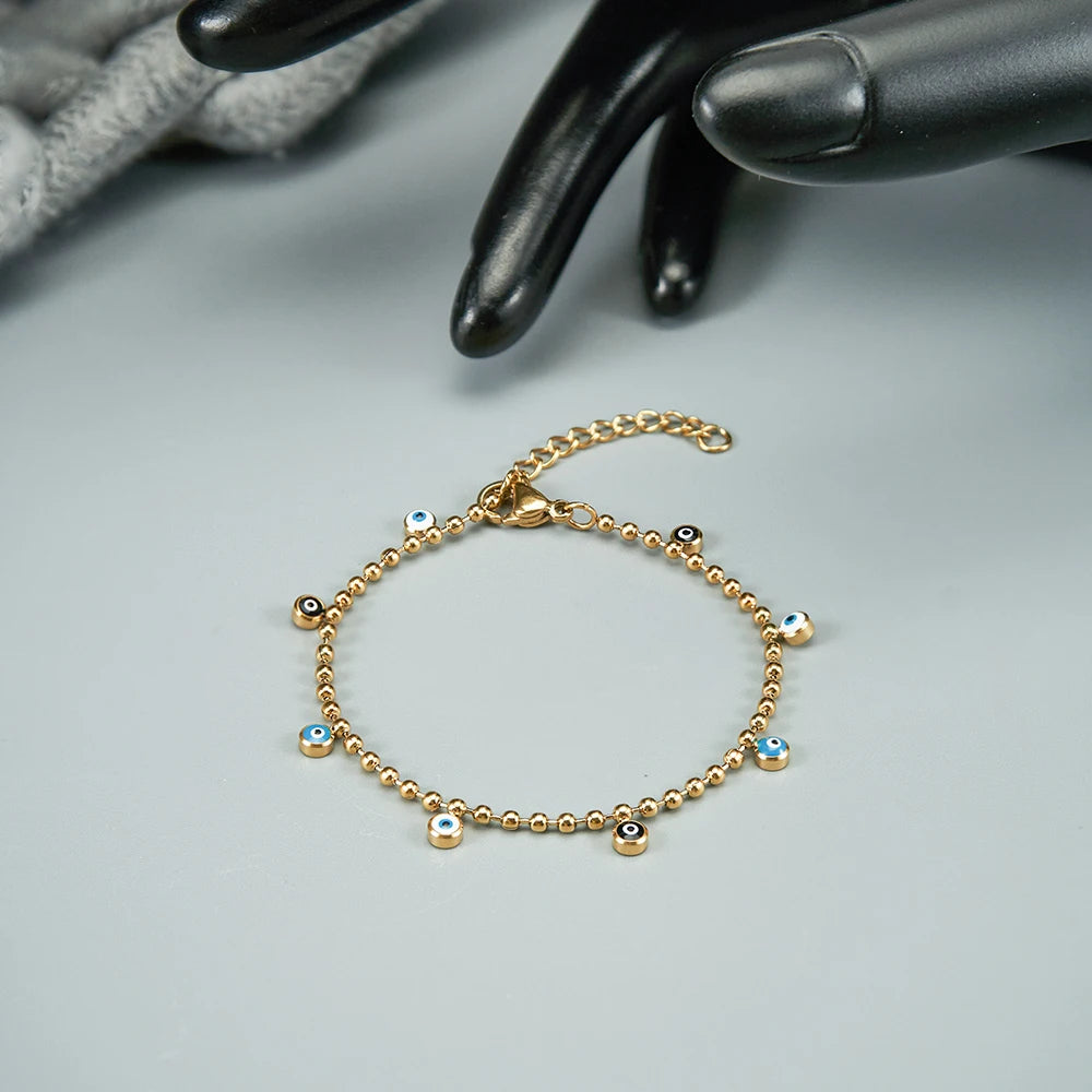 ENFASHION Pulseras MINI Bead Drop Glue Bracelet For Women Fashion Gold Color Jewelry Elegant Friends Graduation Simple B222305 Santorini Joias